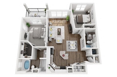 Floor plan for 2 beds, 2 baths, 1150 sqft